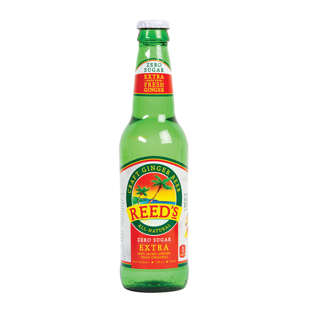 REED's Zero Extra Ginger Beer - 12 oz (12 Glass Bottles)