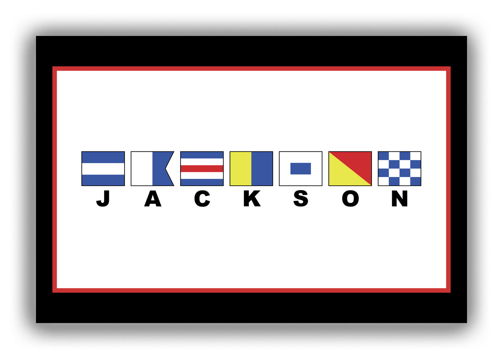 Personalized Nautical Flags Canvas Wrap & Photo Print - Black and Red - Flags with Large Letters - Test - Front View