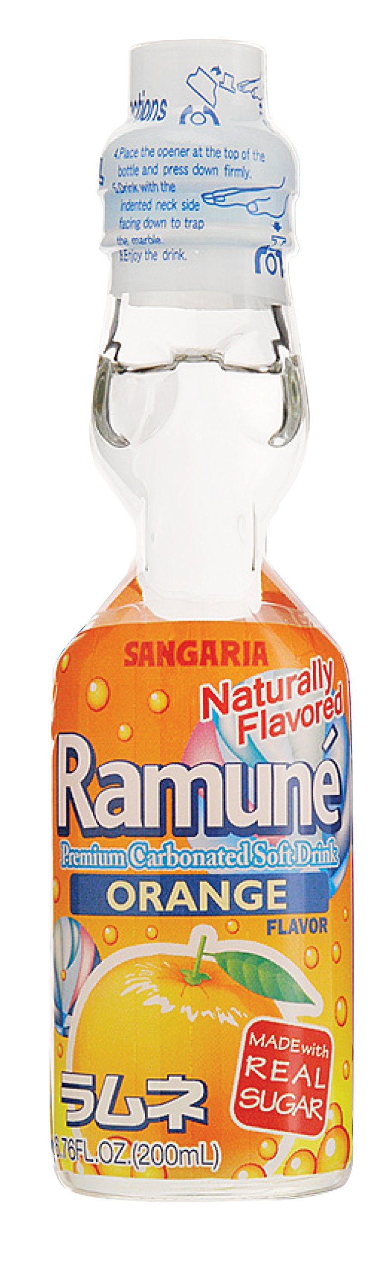 Ramune Orange Soda - 6.76 oz (Glass Bottles)