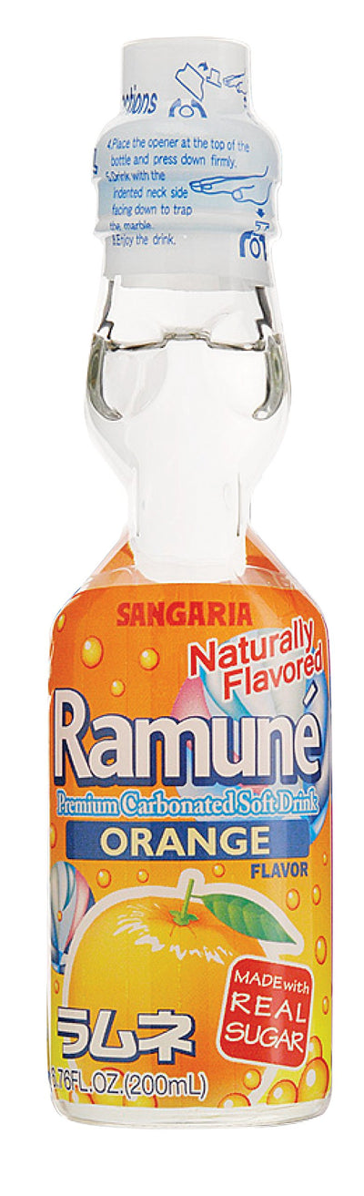 Ramune Orange Soda - 6.76 oz (Glass Bottles)