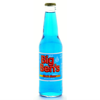 Big Ben's BLUE Birch Beer Soda - 12 oz Glass Bottles
