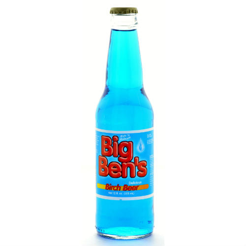 Big Ben's BLUE Birch Beer Soda - 12 oz Glass Bottles