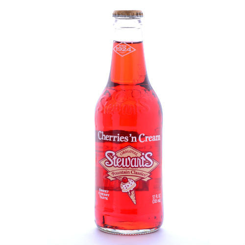 Stewart's Cherries N Cream Soda - 12 oz Glass Bottles