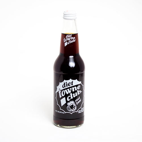 Towne Club Diet Root Beer - 16 oz (12 Glass Bottles)