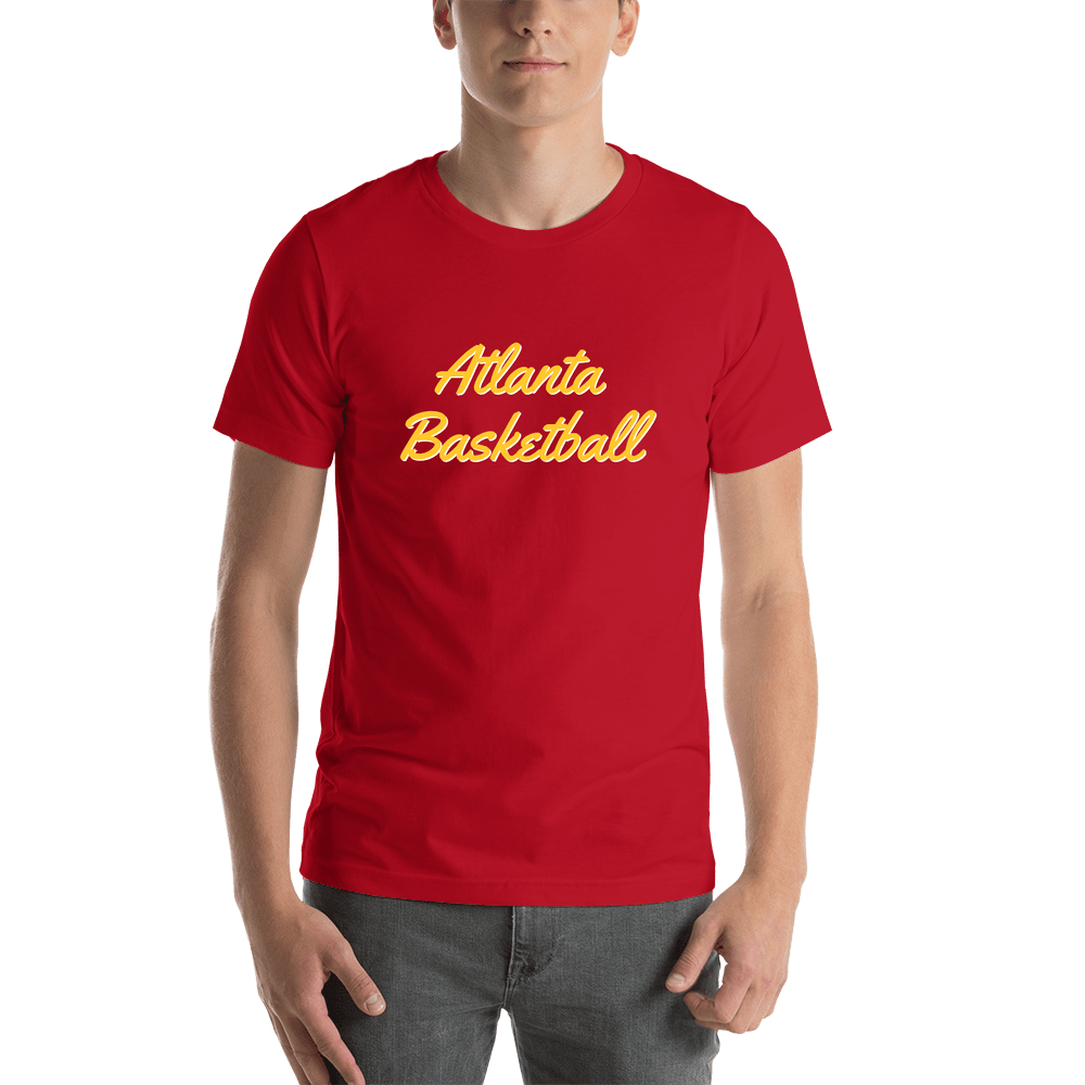 Personalized Atlanta Basketball T-Shirt - Red - Test - Shirt View